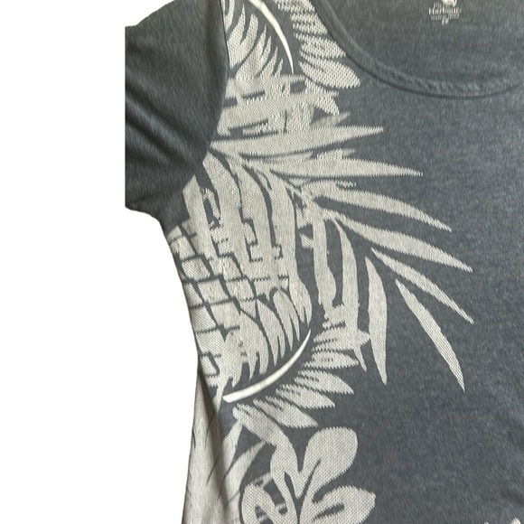Palm Harbour Tunic T-shirt Heather Blue with Palm Leaf Print Short Sleeve 2X - Picture 6 of 12